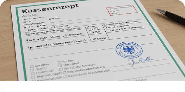 Aufnahme eines ausgestellten Kassenrezepts